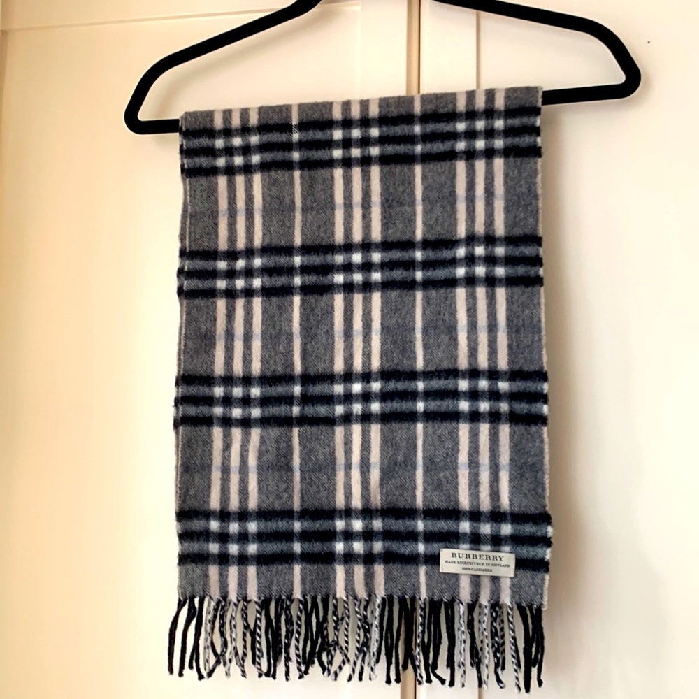 Black & cream plaid cashmere scarf